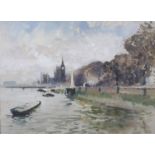 ARR James Barrie Haste (1913-2011) The Embankment, London, watercolour, signed to lower right,