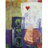 ARR Kathryn Sharp, contemporary, Queen of Hearts, mixed media, signed and dated 2004 to lower right,