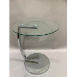 A chrome and glass occasional table, 45cm diameter x 55cm high