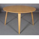 A Gubi laminated beech dining table by Komplot Design, circular,