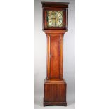 AN 18TH CENTURY OAK LONGCASE CLOCK BY WILLIAM HARGRAVE OF SETTLE, having a 30.5cm brass face with
