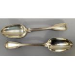 TWO VICTORIAN SILVER FIDDLE AND THREAD PATTERN SPOONS by Chawner & Co, London 1865, approximate
