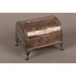 AN EDWARD VII SILVER JEWELLERY CASKET, Elkington & Co, Birmingham 1906, of cylinder profile with