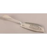 A WM IV SILVER FISH SLICE possibly William Collins, London 1833, the blade of pierced design, on