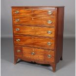 AN EARLY 19TH CENTURY MAHOGANY SECRETAIRE CHEST inlaid in ebony and boxwood stringing, having a deep