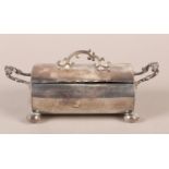 AN EDWARD VII SILVER TWO HANDLED CASKET, Charles Edwards, London 1904, of oval cross section with