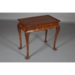 AN 18TH CENTURY STYLE WALNUT SILVER TABLE, rectangular , having a dished surface, a candle slide