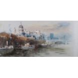 ARR JAMES BARRIE HASTE (1931-2011), St Pauls from the Thames, watercolour and charcoal, signed to