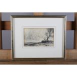JOHN ATKINSON (Staithes Group 1863-1924), Landscape with tree, charcoal, unsigned, 10cm x 16.5cm,