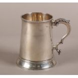 A GEORGE III SILVER ALE MUG, Hester Bateman, London 1786, of tapered cylindrical form engraved