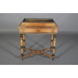 A LATE 19TH CENTURY FRENCH BURR WALNUT, CROSSBANDED AND GILT METAL MOUNTED JARDINIÈRE, inlaid with