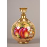 A ROYAL WORCESTER FRUIT PAINTED VASE signed E Townsend, the spherical body painted with peaches