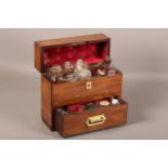 A 19TH CENTURY MAHOGANY APOTHECARY CHEST having brass recessed handles, one engraved 'R O Gascoigne,