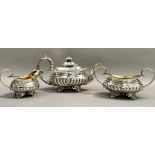A WILLIAM IV SILVER THREE PIECE TEA SERVICE, James Barber, George Cattle and William North, York