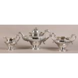 A MID 19TH CENTURY SCOTTISH SILVER THREE PIECE TEA SERVICE, Charles Campbell Edinburgh 1844, of