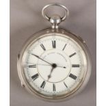 AN EDWARD VII POCKET WATCH BY I. HARRIS, MANCHESTER, in an open faced silvercase, 3/4 plate