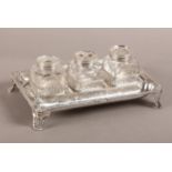 A GEORGE III SILVER INKSTAND, Edward Aldridge II, London 1768, rectangular with gadroon and