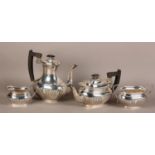 A GEORGE VI FOUR PIECE SILVER TEA AND COFFEE SERVICE, Viners, Sheffield 1950, of oblong and half