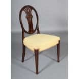 AN 18TH CENTURY MAHOGANY SINGLE CHAIR, the oval pierced back carved with sheaf of corn and harebells
