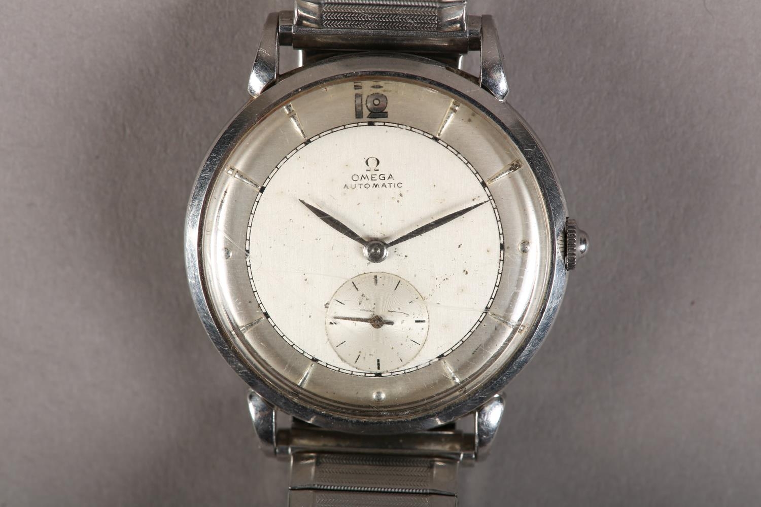 AN OMEGA GENTLEMAN'S AUTOMATIC WRIST WATCH c.1944 in stainless steel case no. 2398-1, 17 jewelled