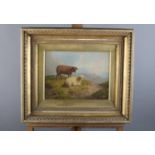 RHODES (English 19th century), ram and ewe in mountain landscape, oil on board, signed and dated