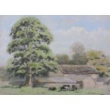 E* C* CLARKE (20th century), Cows grazing and farmstead; High Force; tree lined steam; mountain