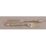 PAIR OF VICTORIAN SILVER FISH SERVERS, Sheffield 1849, the handles embossed with fish, crab and a