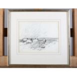 JOHN ATKINSON (Staithes Group 1863-1924), sheep in a landscape, charcoal, unsigned, 18cm x 24cm,