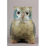 A LLADRO POTTERY OWL-SHAPED VASE, modelled by Antonio Ballester with black glazed eyes, within a