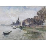 ARR JAMES BARRIE HASTE (1913-2011) The Embankment, London, watercolour, signed to lower right,