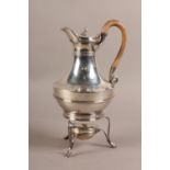 AN EARLY 19TH CENTURY SILVER COFFEE BIGGIN ON STAND, London 1805, baluster outline engraved with