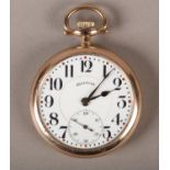 AN EARLY 20TH CENTURY POCKET WATCH by Illinois Sixty Hours Bunn Special in an open facial rolled