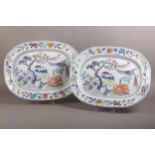 A PAIR OF MID 19TH CENTURY DAVENPORT STONE CHINA MEAT DISHES, painted in underglaze blue, iron