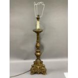 A giltwood baroque style table lamp, approx 70cm high