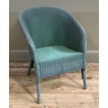 A Lloyd Loom armchair in grey/blue finish