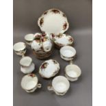 A Royal Albert Old Country Roses tea service comprising nine cups, nine saucers, eight tea plates,