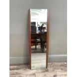 Late 60's/early 70's teak framed rectangular wall mirror, 118cm high by 33cm