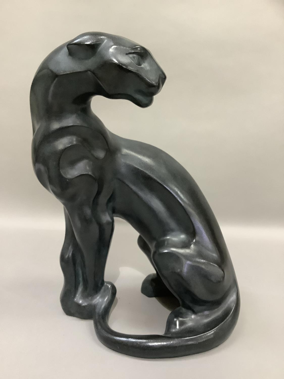 A model of a black panther in Art Deco style, impressed with the name A Danel Austin Prod Inc - Image 2 of 5