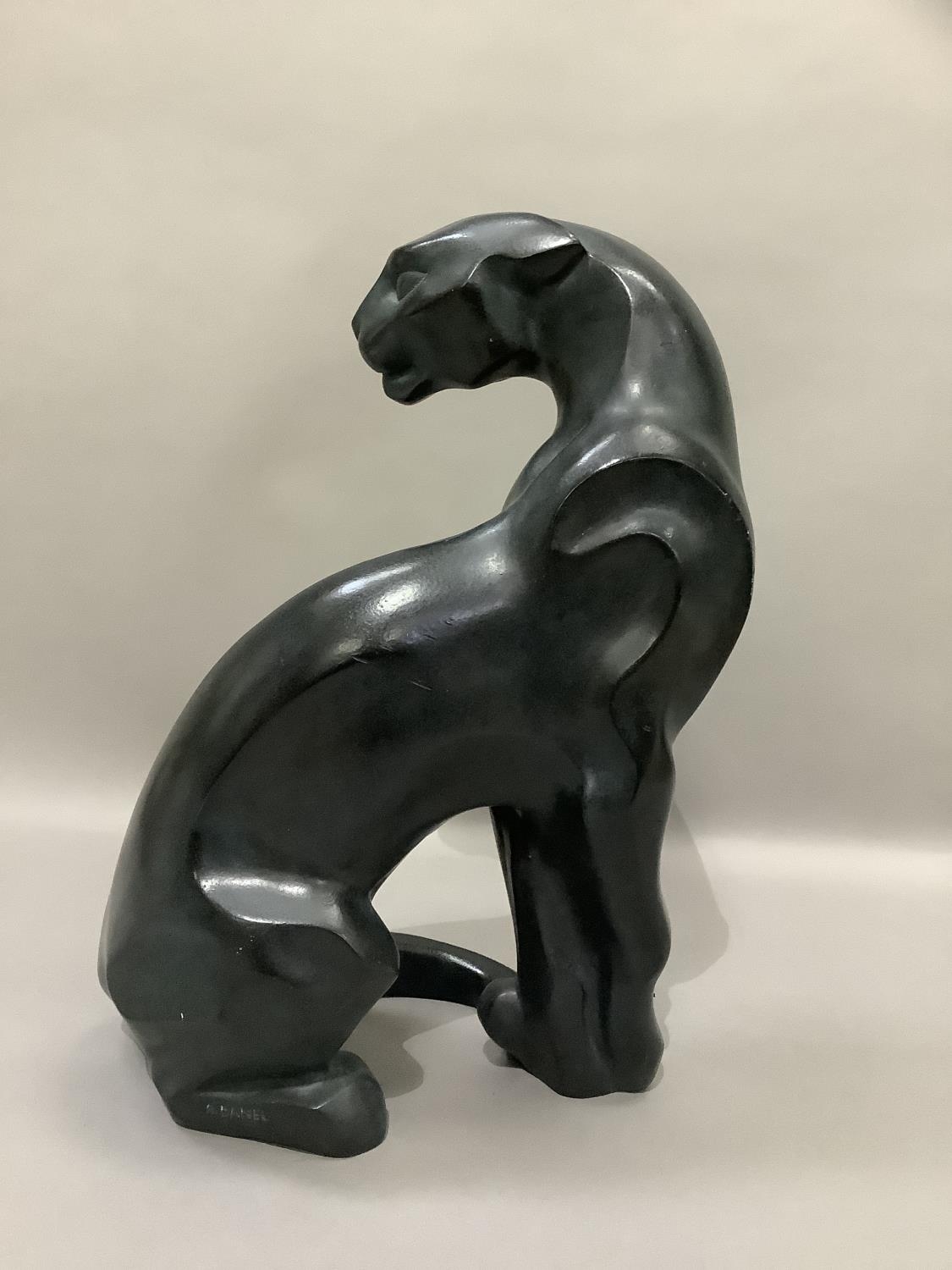 A model of a black panther in Art Deco style, impressed with the name A Danel Austin Prod Inc - Image 4 of 5