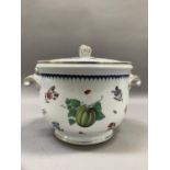 An Italian China ice pale and cover by Richard Ginori, the two handled bowl and cover with a bud