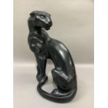 A model of a black panther in Art Deco style, impressed with the name A Danel Austin Prod Inc