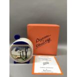 A Wedgwood Clarice Cliff Bonjour preserve pot of Blue Firs design, boxed and with certificate, 11cm