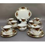 Royal Albert Old Country Roses tea service of six cups, six saucers, six tea plates, sugar and