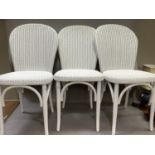 Three white Lloyd Loom single chairs (modern)