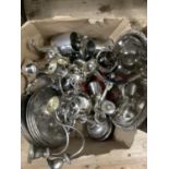 A quantity of silver plated ware including matts and coasters, coffee pit, teapot, sugar and