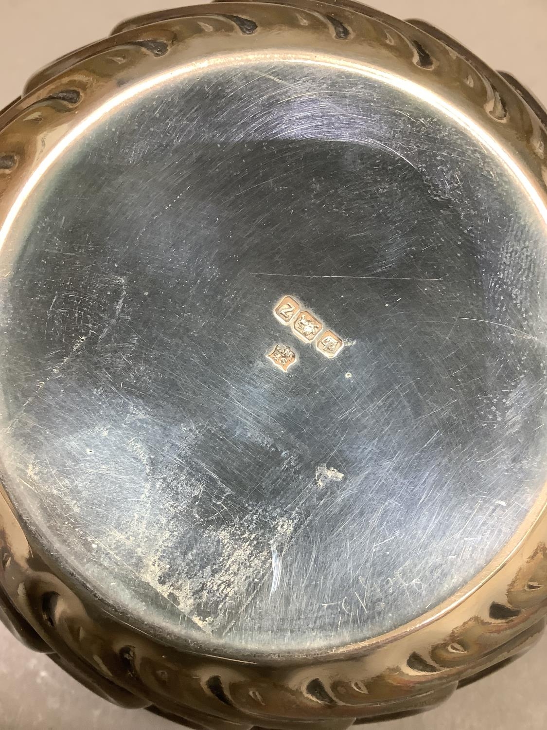 A Victorian silver two handled bon bon dish, circular outline of embossed wrythern stem type - Image 3 of 3