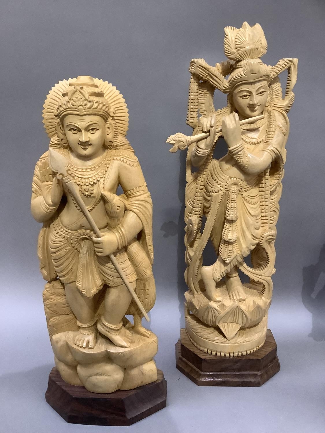 Four Indian carved balsa wood figures of Shiva and three other Indian deities, measuring - Image 2 of 3