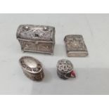 Four various Eastern filigree caskets and trinkets