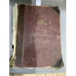 The London Atlas of Universal Geography, large format, quarter calf and cloth binding, missing title