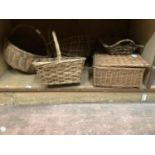 A quantity of wicker baskets and hamper